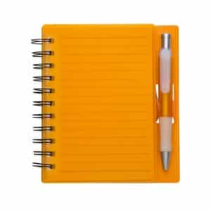 CADERNO PLÁSTICO C/ CANETA