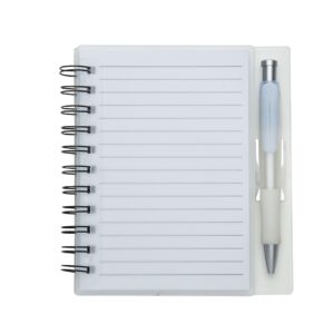 CADERNO PLÁSTICO C/ CANETA