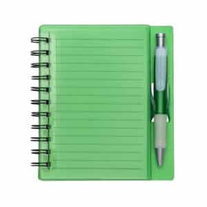 CADERNO PLÁSTICO C/ CANETA