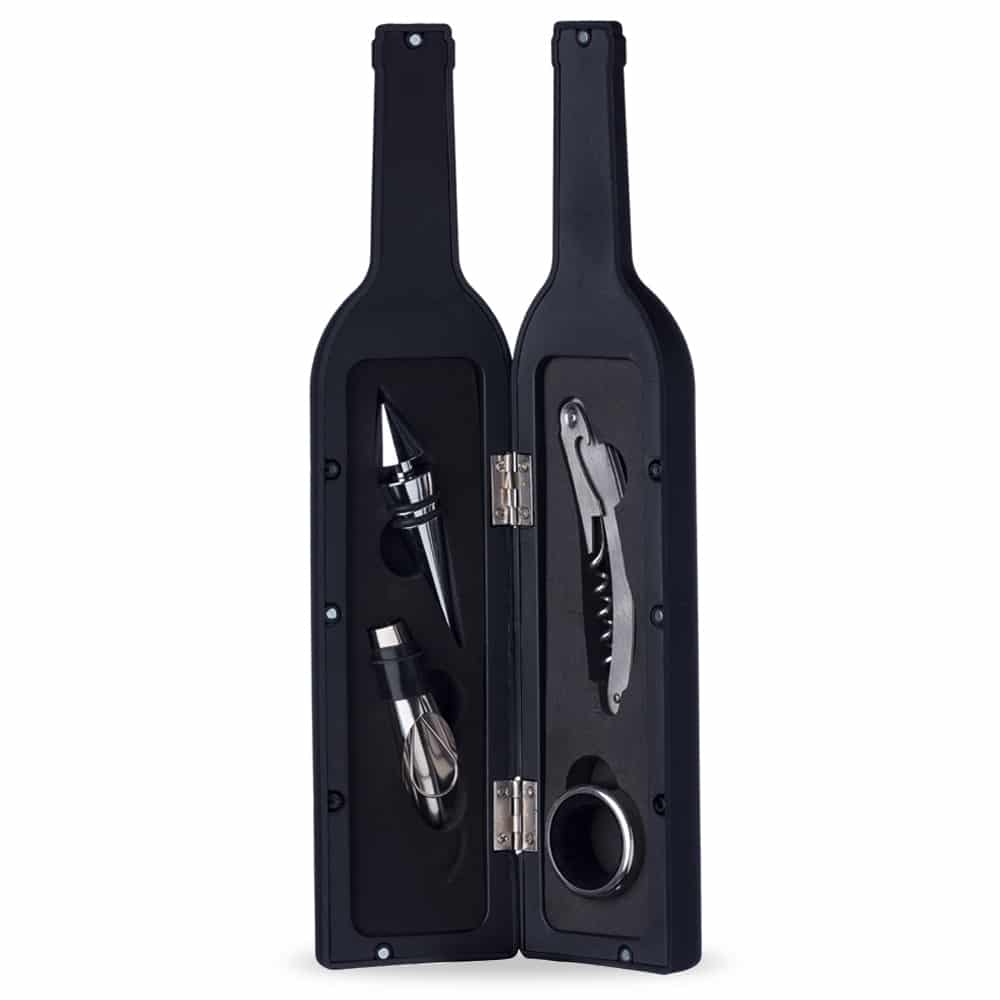 KIT VINHO PLÁSTICO RESISTENTE 4 PEÇAS  FORMATO GARRAFA