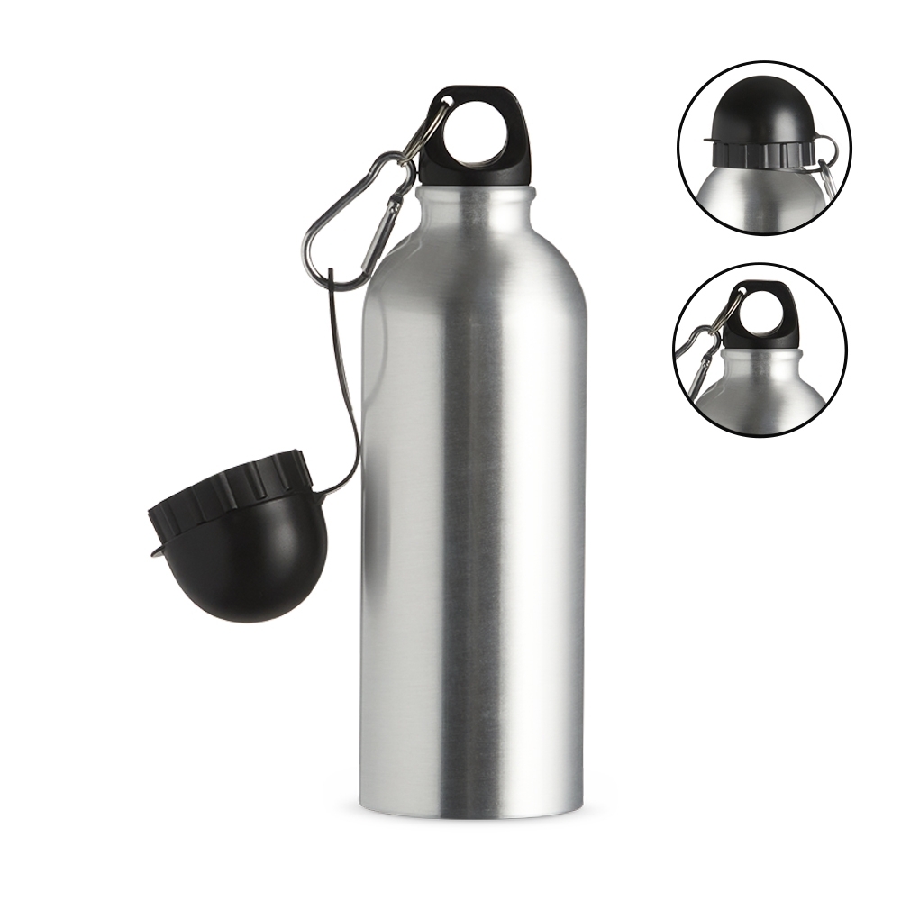 SQUEEZE ALUMINIO 500ML C/ BICO E MOSQUETÃO